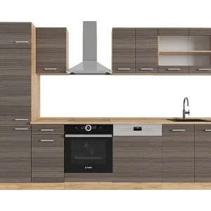 Complete keukeneenheid edel grijs/gouden eik 300x46x81.6 r-line Complete keukeneenheid edel grijs/gouden eik 300x46x81.6 r-line