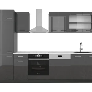 Complete keukeneenheid antraciet hoogglans/antraciet 300x60x81.6 r-line Complete keukeneenheid antraciet hoogglans/antraciet 300x60x81.6 r-line
