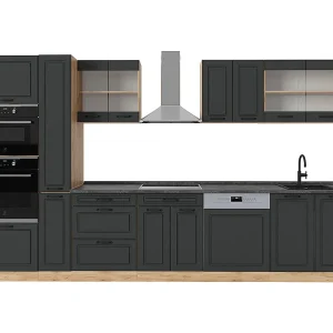 Complete keukeneenheid antraciet landhuis/gouden eik 350x46x81.6 r-line Complete keukeneenheid antraciet landhuis/gouden eik 350x46x81.6 r-line