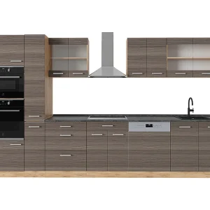 Complete keuken edel grijs/gouden eik 350x60x81.6 r-line Complete keuken edel grijs/gouden eik 350x60x81.6 r-line