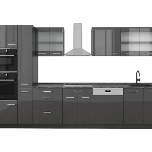 Complete keuken antraciet hoogglans/antraciet 350x60x81.6 r-line Complete keuken antraciet hoogglans/antraciet 350x60x81.6 r-line