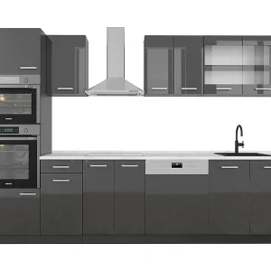 Complete keukeneenheid antraciet hoogglans/antraciet 300x60x81.6 r-line Complete keukeneenheid antraciet hoogglans/antraciet 300x60x81.6 r-line