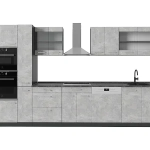 Complete keuken beton/antraciet 350x60x81.6 r-line Complete keuken beton/antraciet 350x60x81.6 r-line