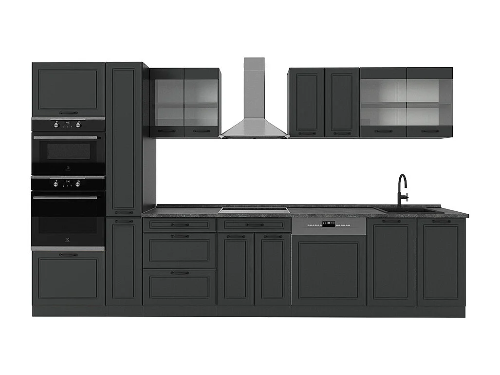 Complete keukeneenheid antraciet landhuis/antraciet 350x46x81.6 r-line