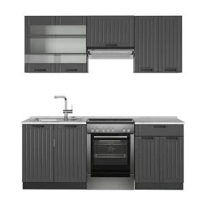 Complete keukeneenheid donkergrijs 200x60x81.6 fame-line Complete keukeneenheid donkergrijs 200x60x81.6 fame-line