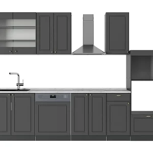Complete keukeneenheid anthrazit-gold landhaus 300x60x81.6 fame-line Complete keukeneenheid anthrazit-gold landhaus 300x60x81.6 fame-line