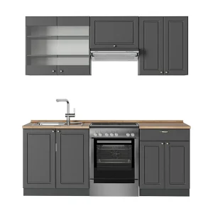 Complete keukeneenheid anthrazit-gold landhaus 200x60x81.6 fame-line Complete keukeneenheid anthrazit-gold landhaus 200x60x81.6 fame-line