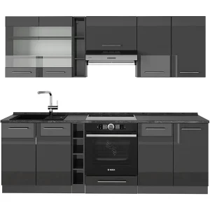 Complete keukeneenheid antraciet hoogglans 235x60x81.6 fame-line Complete keukeneenheid antraciet hoogglans 235x60x81.6 fame-line