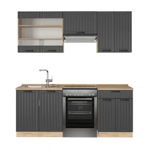 Complete keukeneenheid donkergrijs 200x60x81.6 fame-line Complete keukeneenheid donkergrijs 200x60x81.6 fame-line