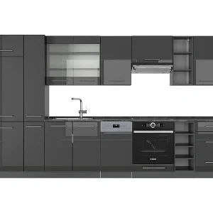 Complete keukeneenheid antraciet hoogglans 355x60x81.6 fame-line Complete keukeneenheid antraciet hoogglans 355x60x81.6 fame-line