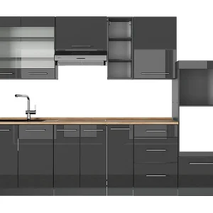 Complete keukeneenheid antraciet hoogglans 280x60x81.6 fame-line Complete keukeneenheid antraciet hoogglans 280x60x81.6 fame-line