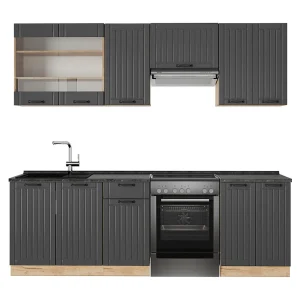 Complete keukeneenheid donkergrijs 240x46x81.6 fame-line