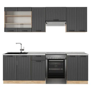 Complete keukeneenheid donkergrijs 240x60x81.6 fame-line Complete keukeneenheid donkergrijs 240x60x81.6 fame-line