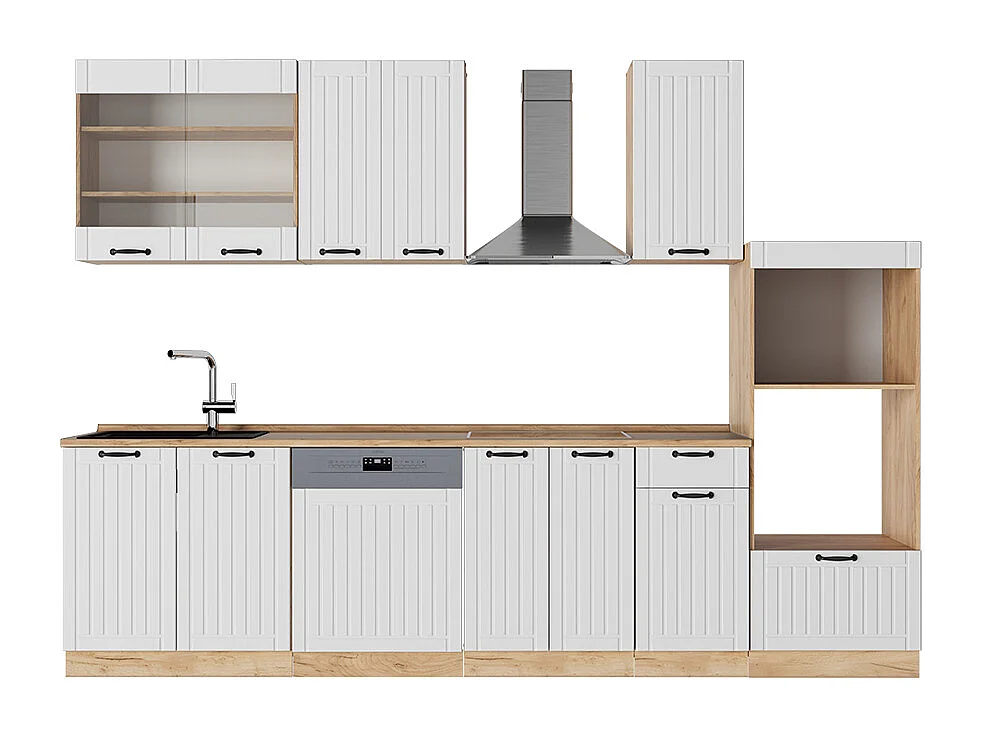 Complete keukeneenheid wit landhuis 300x60x81.6 fame-line