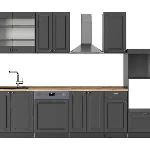 Complete keukeneenheid anthrazit-gold landhaus 300x60x81.6 fame-line Complete keukeneenheid anthrazit-gold landhaus 300x60x81.6 fame-line