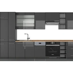 Complete keukeneenheid antraciet hoogglans 355x60x81.6 fame-line Complete keukeneenheid antraciet hoogglans 355x60x81.6 fame-line