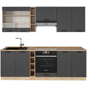 Complete keukeneenheid donkergrijs 235x60x81.6 fame-line