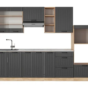 Complete keukeneenheid donkergrijs 280x60x81.6 fame-line Complete keukeneenheid donkergrijs 280x60x81.6 fame-line