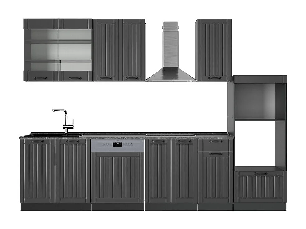Complete keukeneenheid donkergrijs 300x46x81.6 fame-line