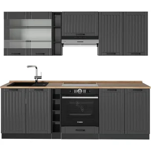 Complete keukeneenheid donkergrijs 235x60x81.6 fame-line
