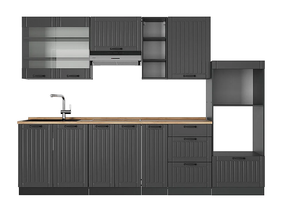 Complete keukeneenheid donkergrijs 280x60x81.6 fame-line