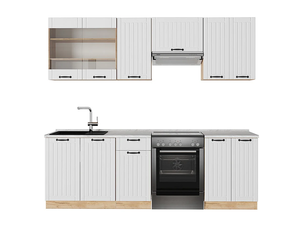 Complete keukeneenheid wit landhuis 240x60x81.6 fame-line