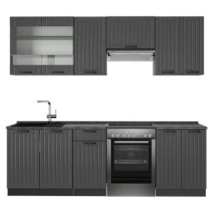 Complete keukeneenheid donkergrijs 240x60x81.6 fame-line Complete keukeneenheid donkergrijs 240x60x81.6 fame-line