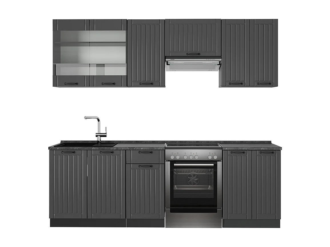Complete keukeneenheid donkergrijs 240x60x81.6 fame-line