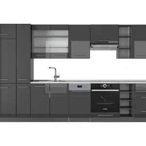 Complete keukeneenheid antraciet hoogglans 355x60x81.6 fame-line Complete keukeneenheid antraciet hoogglans 355x60x81.6 fame-line