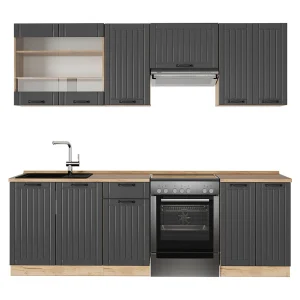 Complete keukeneenheid donkergrijs 240x60x81.6 fame-line Complete keukeneenheid donkergrijs 240x60x81.6 fame-line