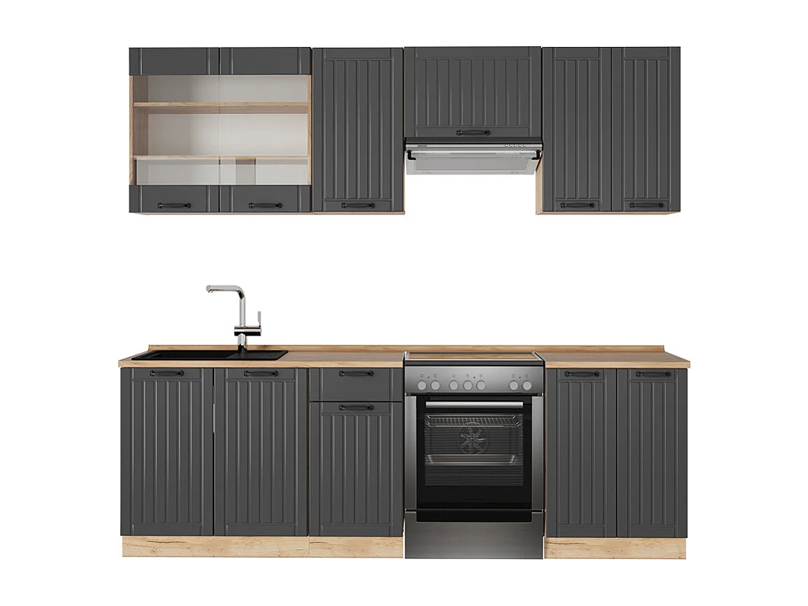 Complete keukeneenheid donkergrijs 240x60x81.6 fame-line