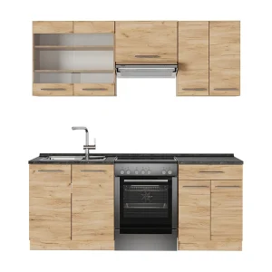 Complete keukeneenheid krachtige eik goud 200x60x81.6 fame-line Complete keukeneenheid krachtige eik goud 200x60x81.6 fame-line