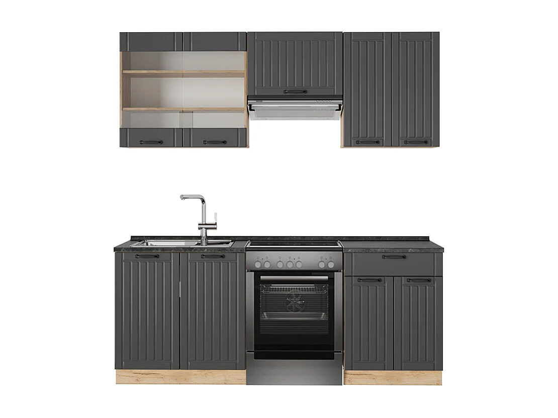 Complete keukeneenheid donkergrijs 200x46x81.6 fame-line