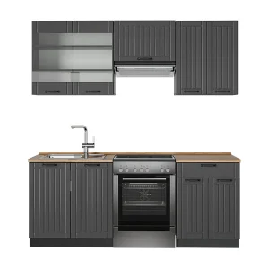 Complete keukeneenheid donkergrijs 200x60x81.6 fame-line