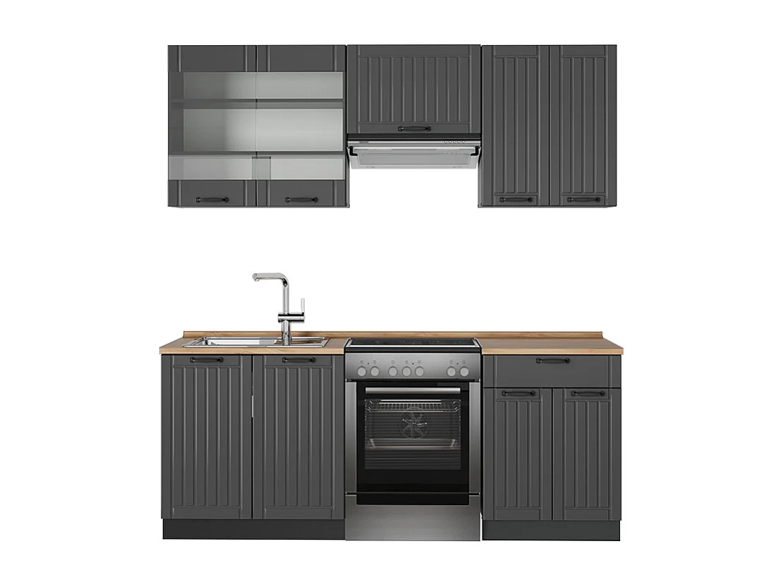Complete keukeneenheid donkergrijs 200x60x81.6 fame-line