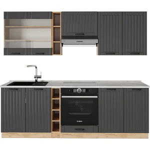 Complete keukeneenheid donkergrijs 235x60x81.6 fame-line