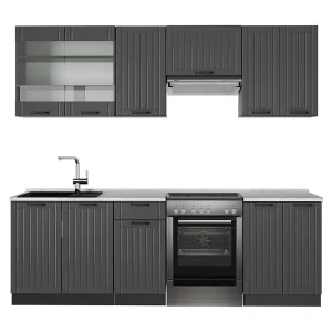 Complete keukeneenheid donkergrijs 240x60x81.6 fame-line Complete keukeneenheid donkergrijs 240x60x81.6 fame-line