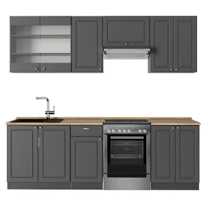 Complete keukeneenheid anthrazit-gold landhaus 240x60x81.6 fame-line Complete keukeneenheid anthrazit-gold landhaus 240x60x81.6 fame-line