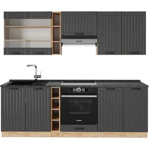 Complete keukeneenheid donkergrijs 235x60x81.6 fame-line