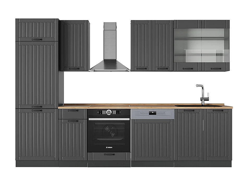 Complete keukeneenheid donkergrijs 300x60x81.6 fame-line