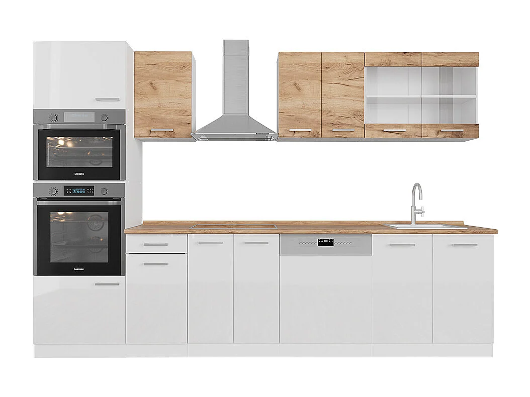 Complete keukeneenheid eik goud/wit 300x60x81.6 r-line