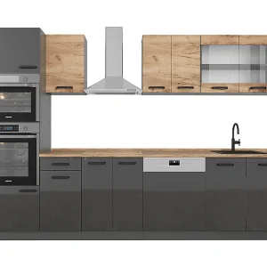 Complete keukeneenheid eik goud/antraciet 300x60x81.6 r-line Complete keukeneenheid eik goud/antraciet 300x60x81.6 r-line