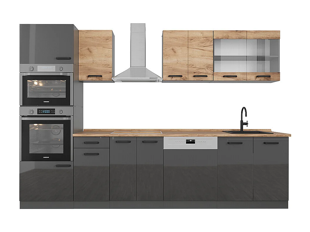 Complete keukeneenheid eik goud/antraciet 300x60x81.6 r-line