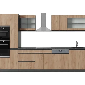 Complete keukeneenheid eik goud/antraciet 350x46x81.6 r-line Complete keukeneenheid eik goud/antraciet 350x46x81.6 r-line