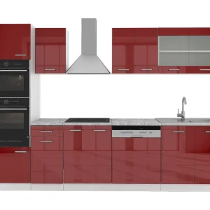 Complete keukeneenheid rood hoogglans/wit 300x46x81.6 r-line