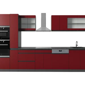 Complete keukeneenheid rood/antraciet 350x46x81.6 r-line Complete keukeneenheid rood/antraciet 350x46x81.6 r-line