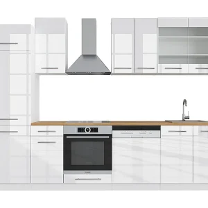 Complete keukeneenheid wit hoogglans/wit 300x46x81.6 fame-line