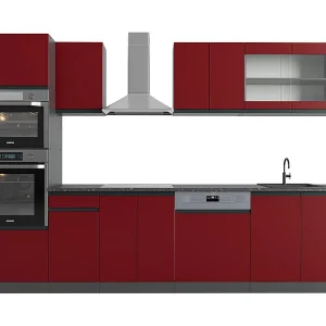 Complete keukeneenheid rood/antraciet 300x46x81.6 r-line Complete keukeneenheid rood/antraciet 300x46x81.6 r-line