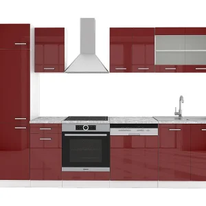 Complete keukeneenheid rood hoogglans/wit 300x60x81.6 r-line