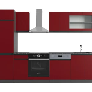 Complete keukeneenheid rood/antraciet 300x46x81.6 r-line Complete keukeneenheid rood/antraciet 300x46x81.6 r-line